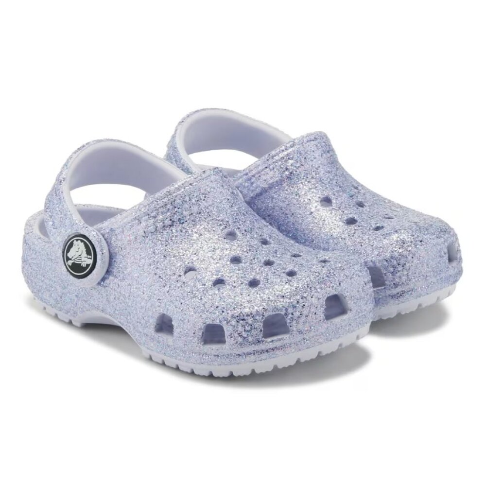 Crocs Little Girls 6 Purple Glitter Slip On Sandals Shoes